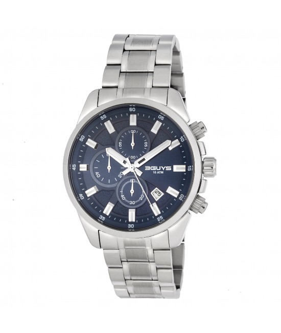 3GUYS Chronograph Silver Stainless Steel Bracelet